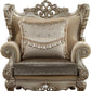 47" Beige Green and Champagne Fabric Geometric Arm Chair And Toss Pillow