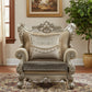 47" Beige Green and Champagne Fabric Geometric Arm Chair And Toss Pillow