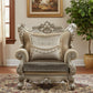 47" Beige Green and Champagne Fabric Geometric Arm Chair And Toss Pillow