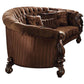 55" Brown Velvet Curved Sofa And Toss Pillows