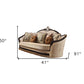 41" Tan Velvet Curved Sofa And Toss Pillows