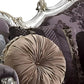 52" Dark Purple Velvet Curved Striped Sofa And Toss Pillows With Platinum Legs