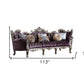52" Dark Purple Velvet Curved Striped Sofa And Toss Pillows With Platinum Legs