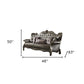 46" Platinum Faux Leather Curved Sofa And Toss Pillows