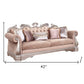 42" Rosegold Velvet Sofa And Toss Pillows With Silver Legs