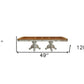 49" Brown And White Solid Wood Double Pedestal Base Dining Table