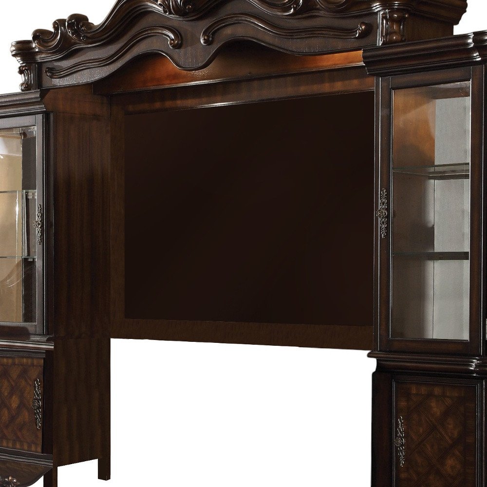 118" Dark Brown Solid Wood Floating Mount Entertainment Center