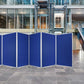 71" Blue Iron Folding Three Panel Screen Room Divider