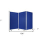 71" Blue Iron Folding Three Panel Screen Room Divider