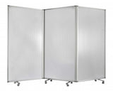 71" White Iron Folding Three Panel Screen Room Divider