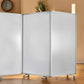 71" White Iron Folding Three Panel Screen Room Divider