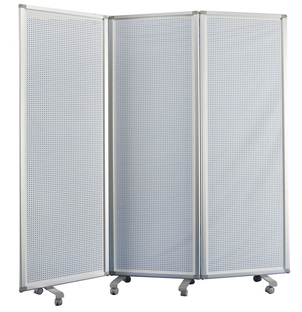 71" White Iron Folding Six Panel Screen Room Divider