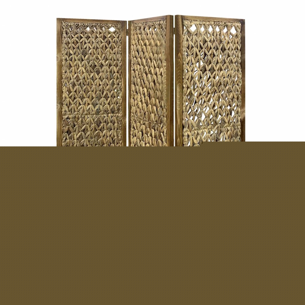 67" Brown Folding Three Panel Screen Room Divider