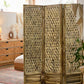 Casual Wood And Seagrass Three Panel Room Divider Screen