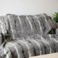 50" X 70" Gray and White Faux Fur Striped Plush Throw Blanket