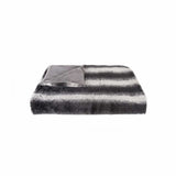 50" X 70" Gray and White Faux Fur Striped Plush Throw Blanket