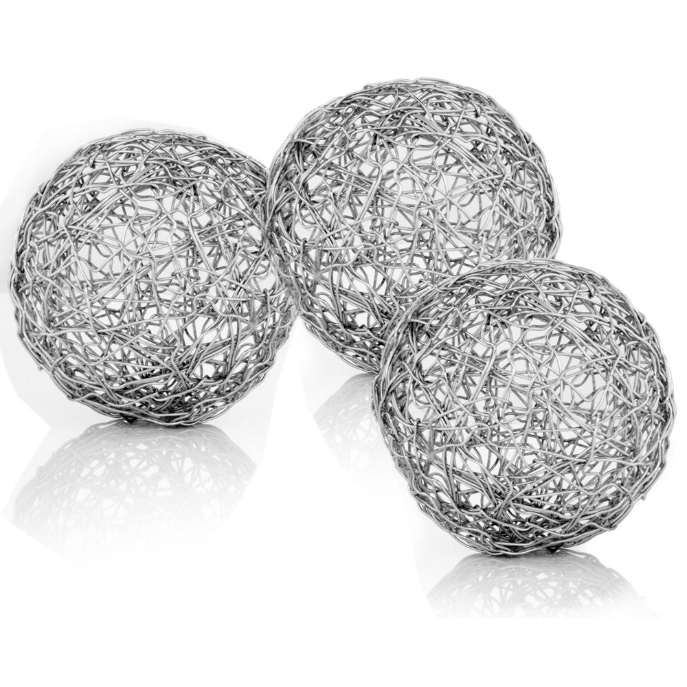 Set of Three Gold Wire 3" Decorative Orbs