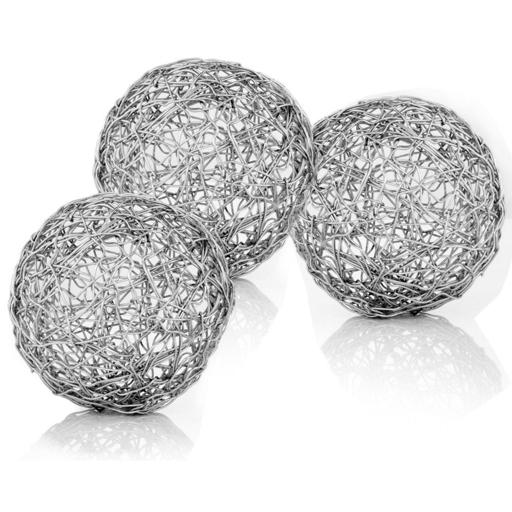 Set of Three Gold Wire 3" Decorative Orbs