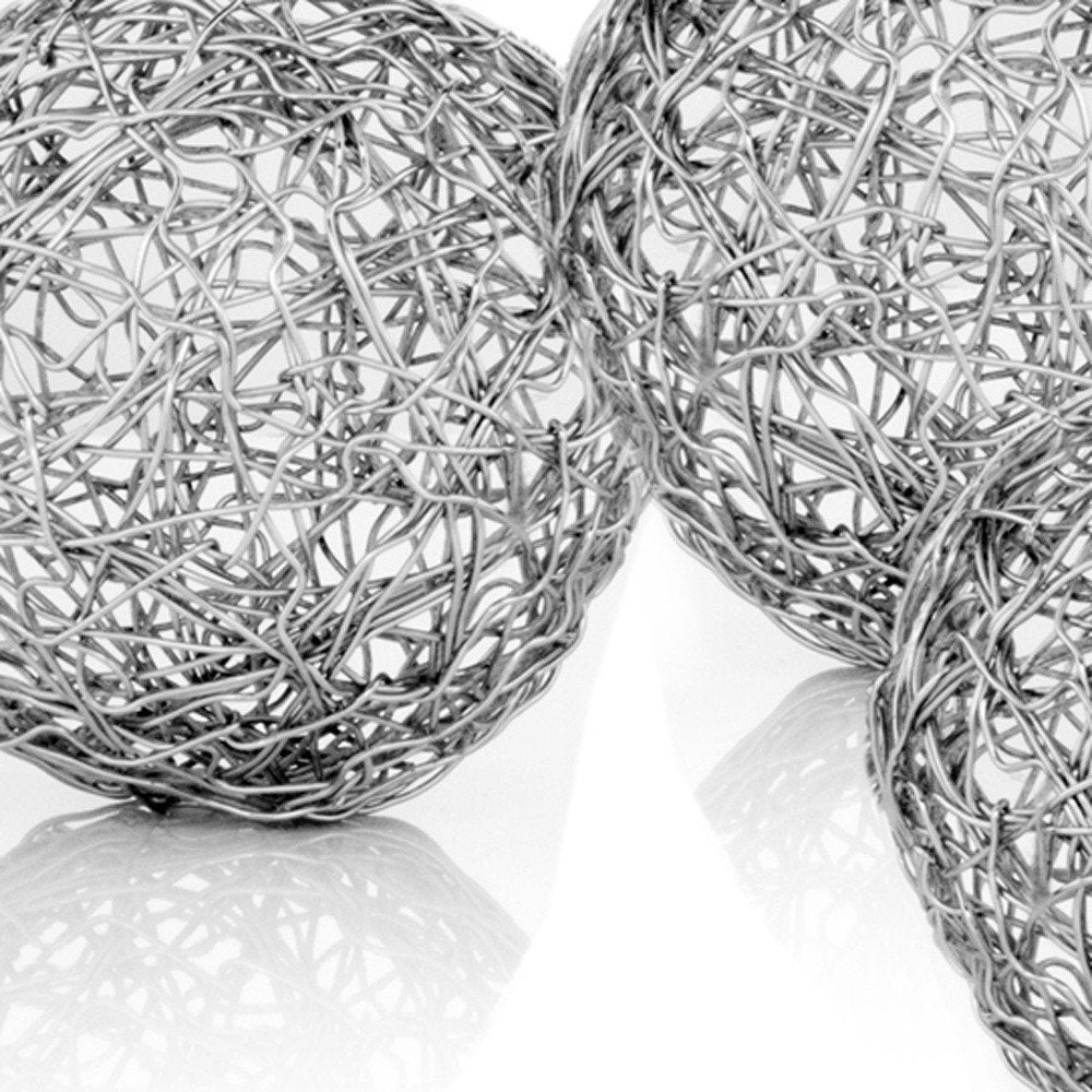 Set of Three Gold Wire 3" Decorative Orbs