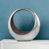 16" Silver and Brown Buffed Aluminum Tabletop Sculpture