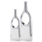Set of Two Silver Aluminum Modern Hole Table Vases