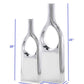 Set of Two Silver Aluminum Modern Hole Table Vases
