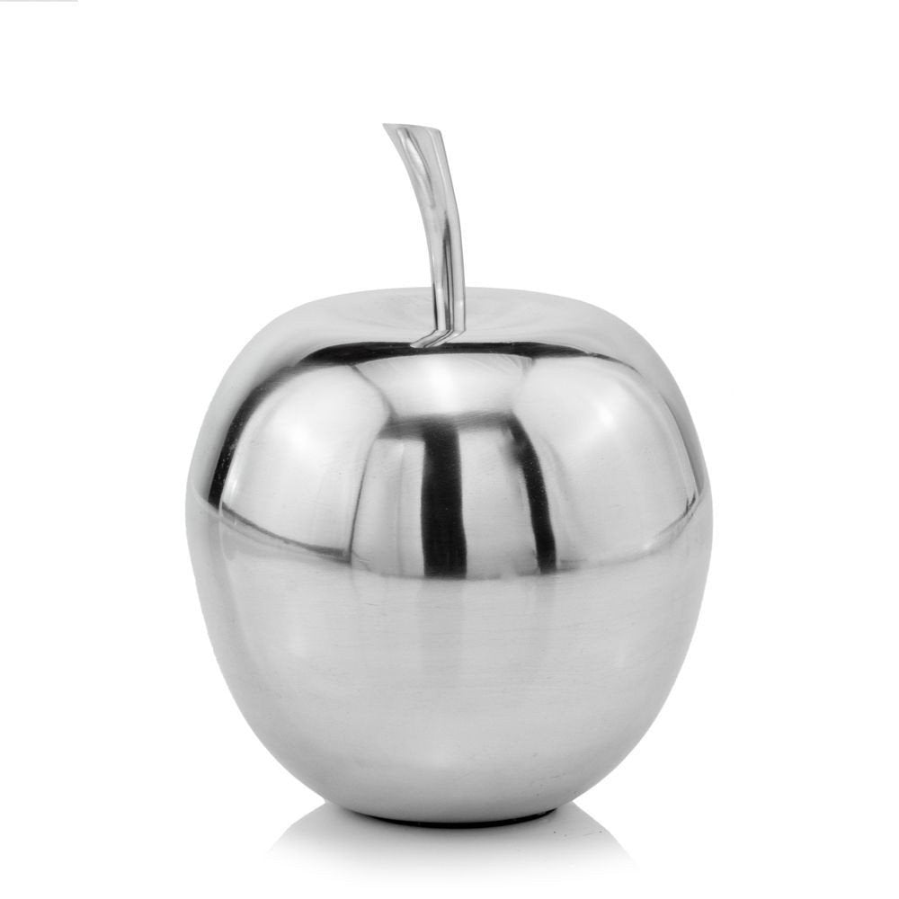 13" Silver Buffed Aluminum Decorative Apple Tabletop Sculpture