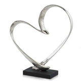 16" Raw Silver And Black Heart Sculpture