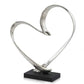 16" Raw Silver And Black Heart Sculpture