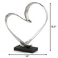 16" Raw Silver And Black Heart Sculpture
