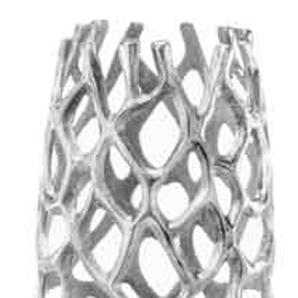 32" Aluminum Silver Twigs Cylinder Floor Vase