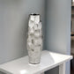 14" Aluminum Silver Faceted Geometric Cylinder Table Vase