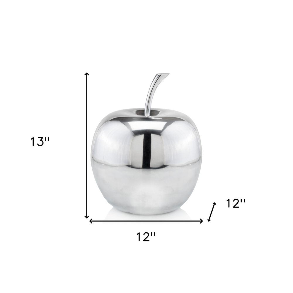 11" Red and Silver Aluminum Decorative Apple