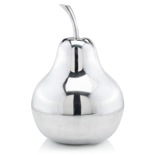 7" Silver Buffed Aluminum Decorative Pear Tabletop Sculpture