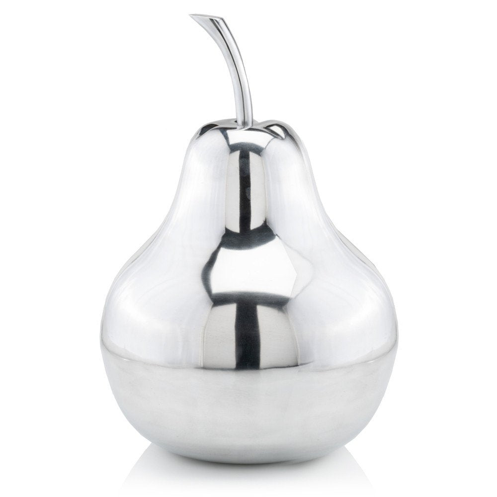 7" Silver Buffed Aluminum Decorative Pear Tabletop Sculpture