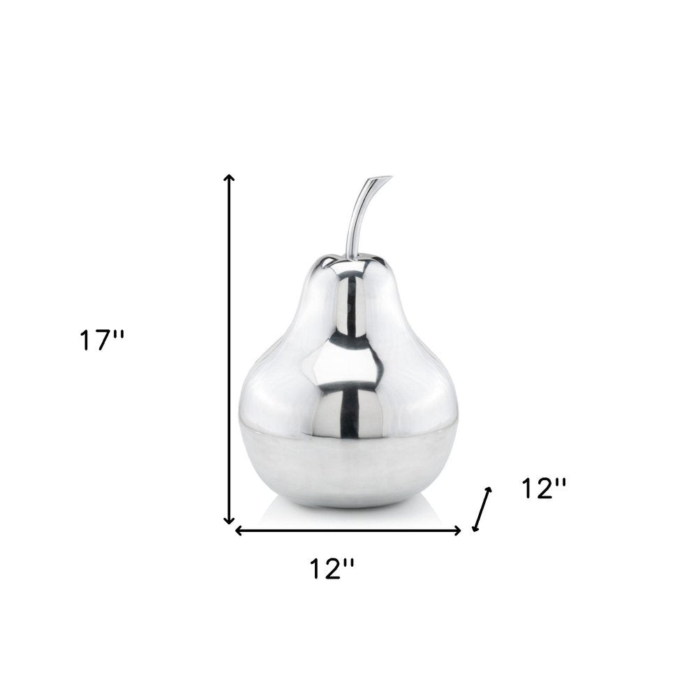7" Silver Buffed Aluminum Decorative Pear Tabletop Sculpture