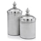 Set of Two Silver Aluminum Tweed Decorative Canisters