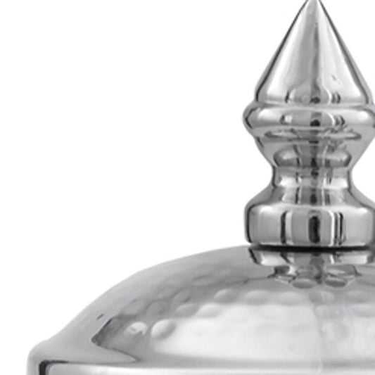 Set of Two Silver Aluminum Tweed Decorative Canisters