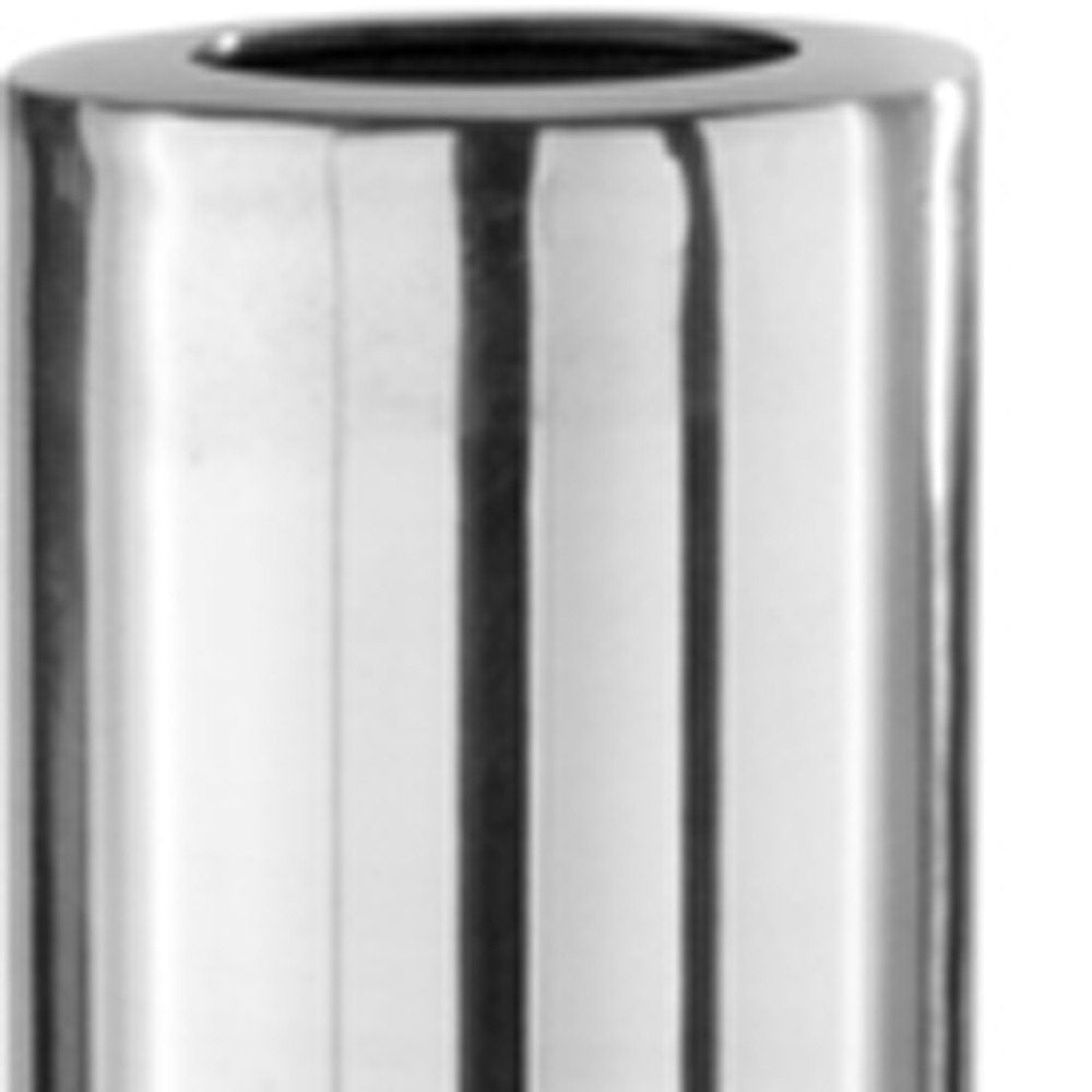 40" Silver Aluminum Cylindrical Floor Vase