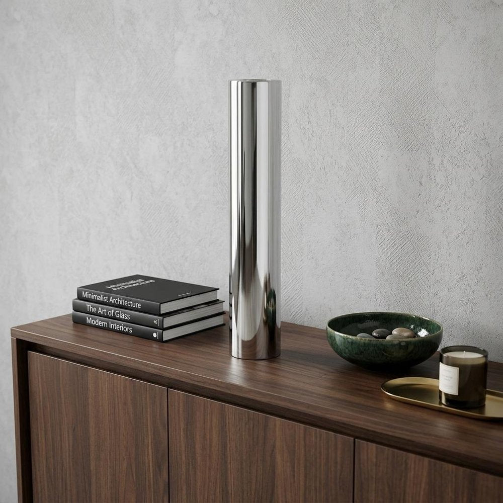 56" Silver Aluminum Cylinder Table Vase