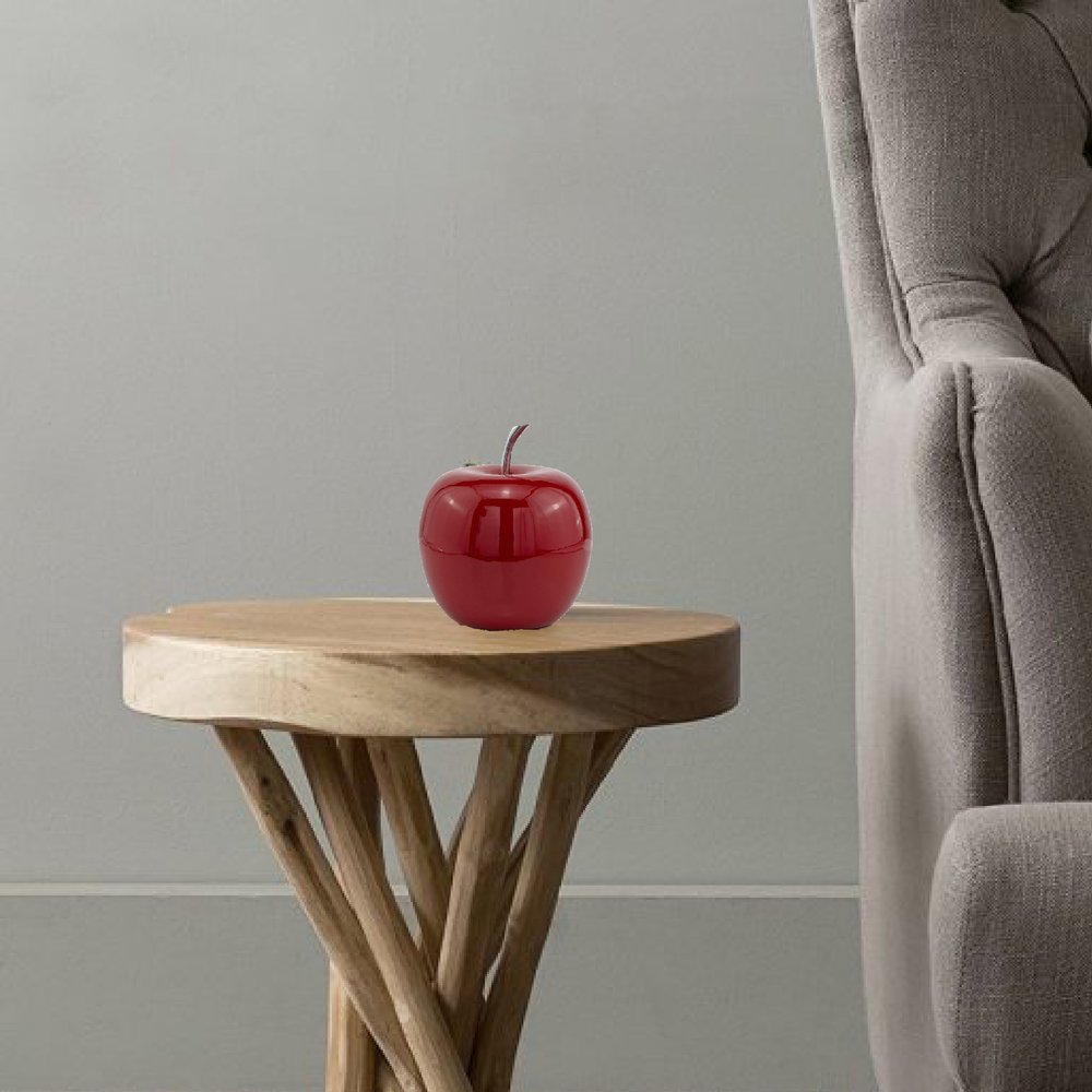 11" Red and Silver Aluminum Decorative Apple