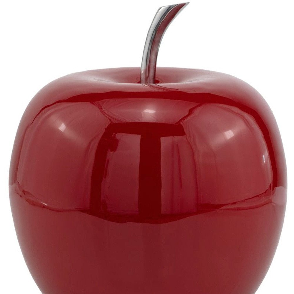 11" Red and Silver Aluminum Decorative Apple