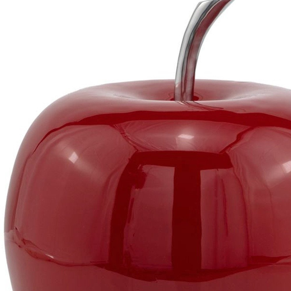 11" Red and Silver Aluminum Decorative Apple