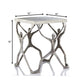 18" Silver And Antiqued White Aluminum Square End Table