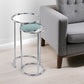 22" Silver Aluminum Round Mirrored End Table