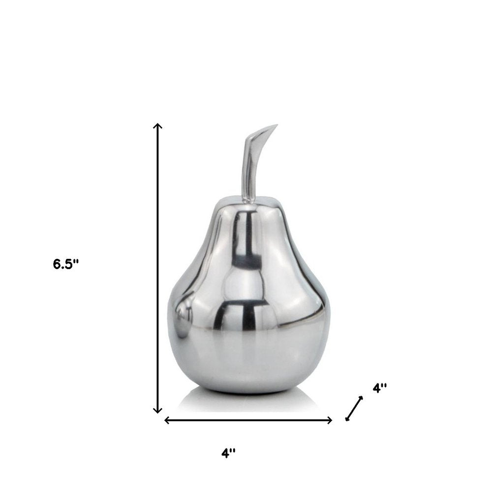 17" Silver Buffed Aluminum Decorative Pear Tabletop Sculpture