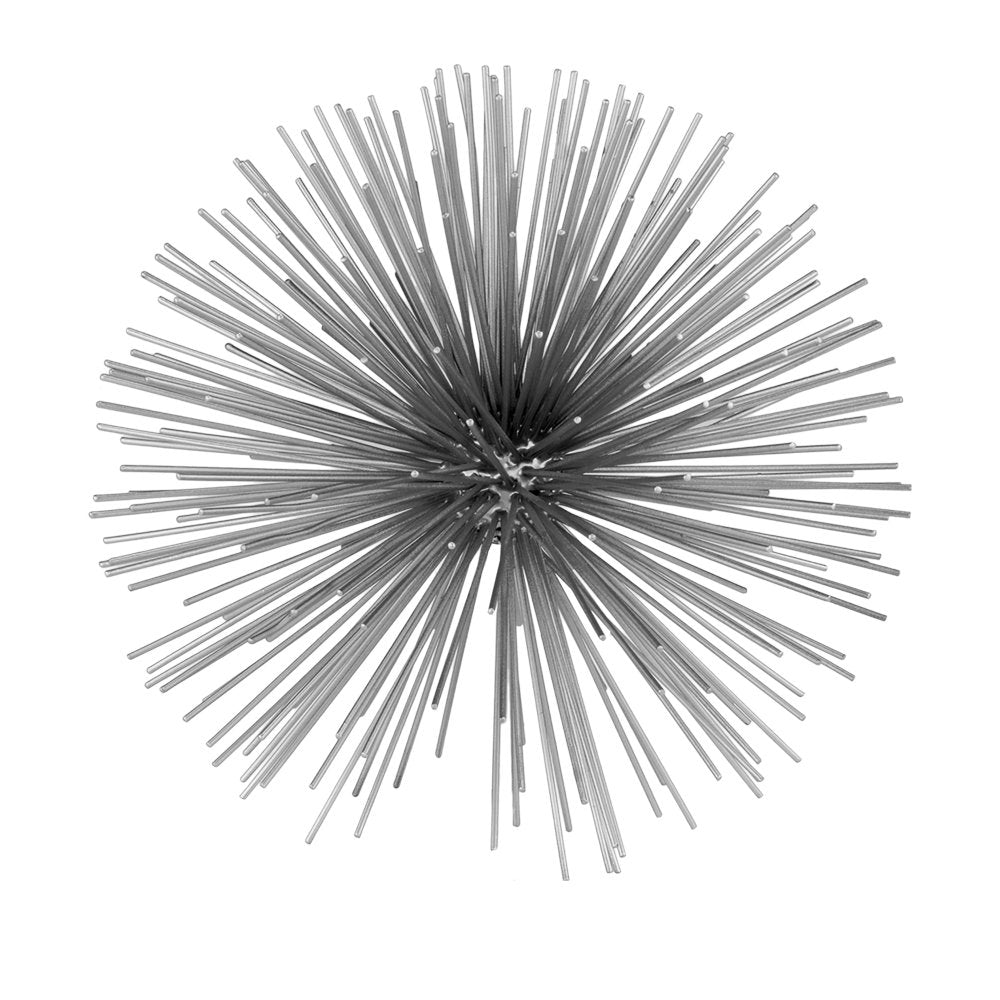 Set of Two White Iron Decorative Spiky Sphere Tabletop Sculpture