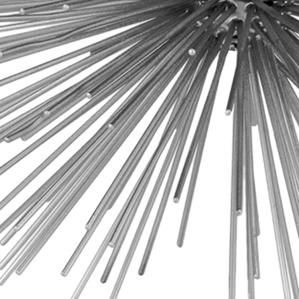 Set of Two White Iron Decorative Spiky Sphere Tabletop Sculpture