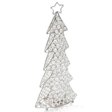 16" Glam Silver And Faux Crystals Christmas Tree Tabletop Sculpture