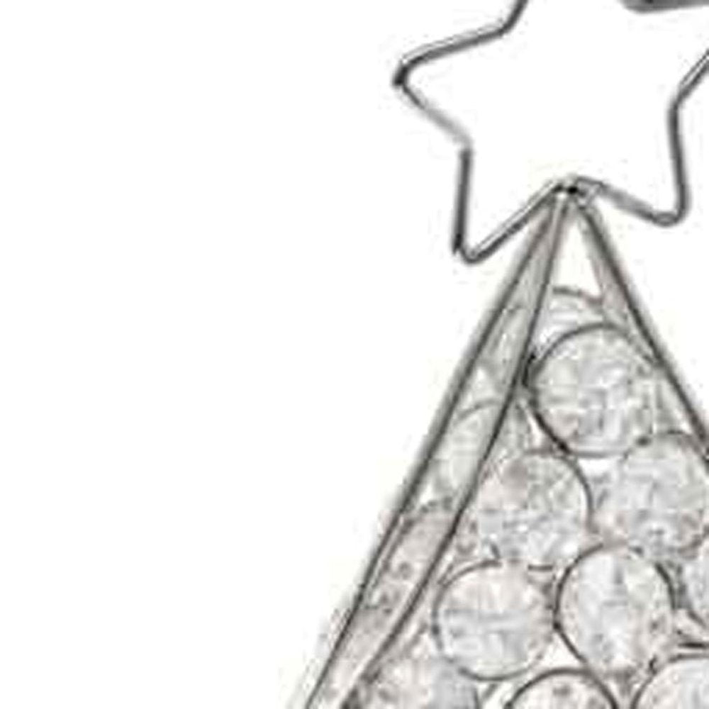16" Glam Silver And Faux Crystals Christmas Tree Tabletop Sculpture